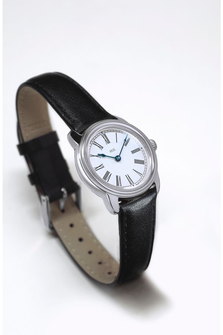 The Harriet Calfskin Leather Watch Strap Only, Alternate, color, Black Strap - Silver Buckle