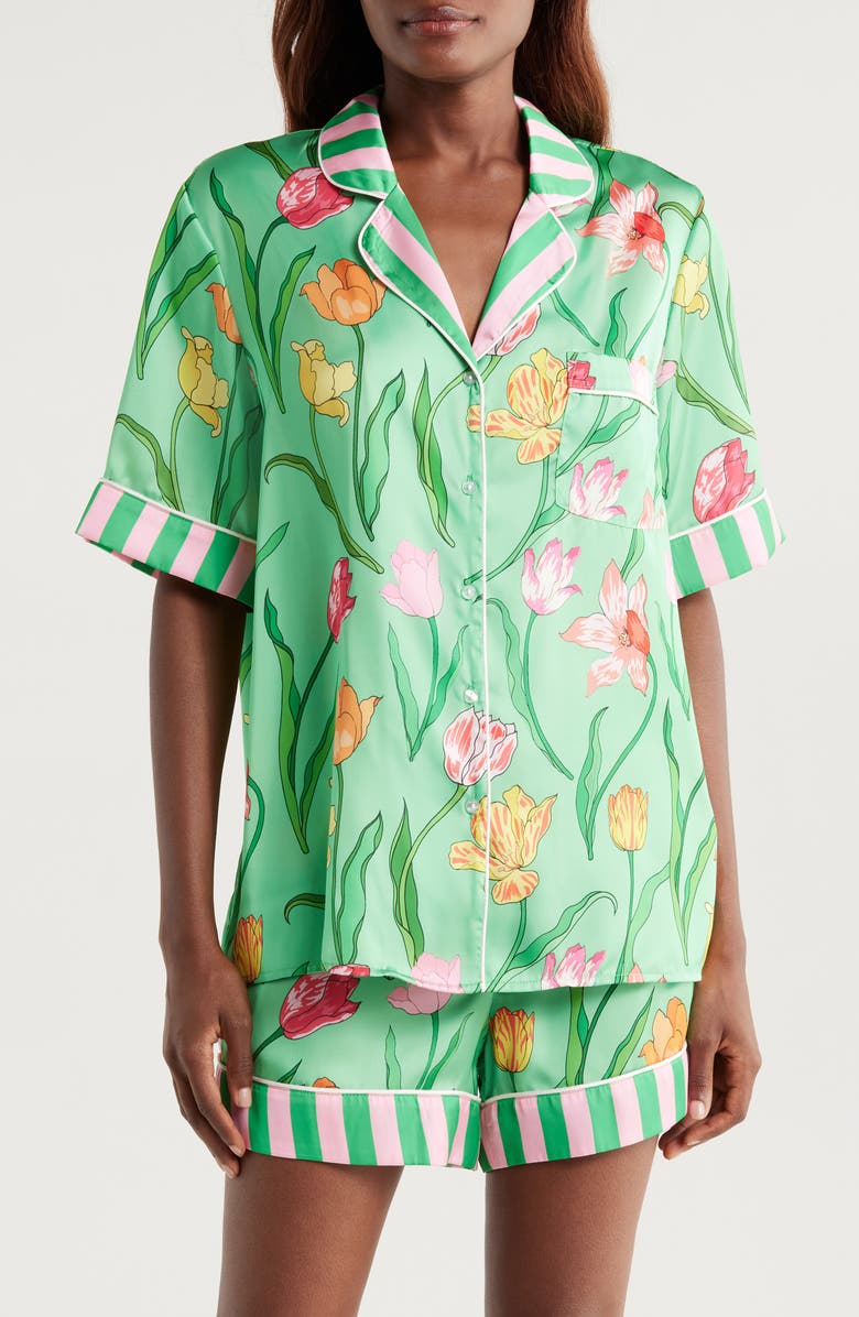 Karen Mabon Tulips Satin Short Pajamas, Main, color,