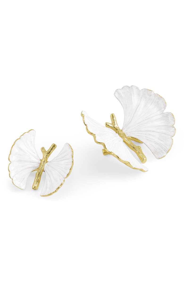 Michael Aram Set of 2 Butterfly Ginkgo Decor Sculptures, Main, color, White/ Gold