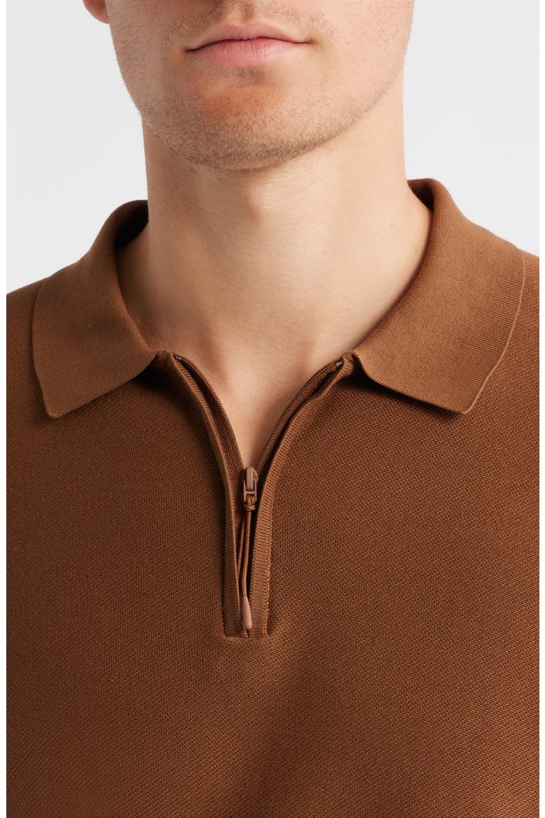 Imartino Piqué Zip Polo, Alternate, color, MEDIUM BROWN