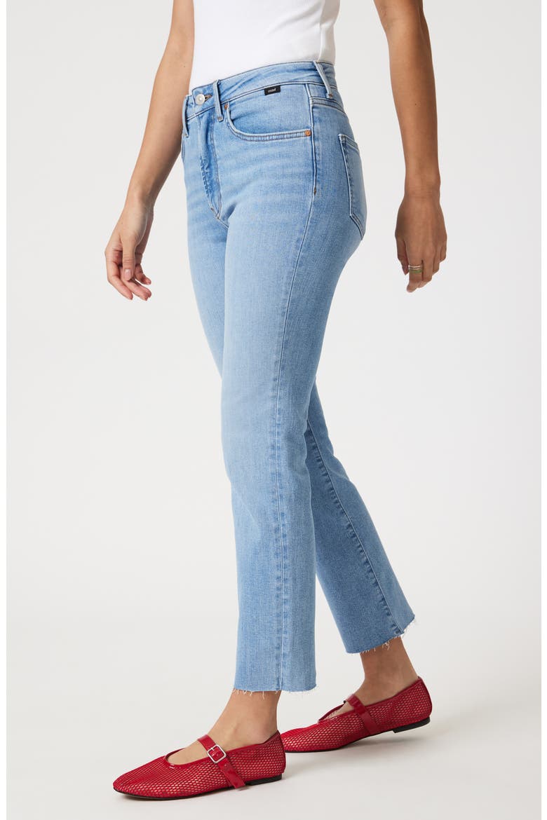 Viola Raw Hem High Waist Ankle Straight Leg Jeans, Alternate, color, LIGHT BRUSHED FLEX BLUE