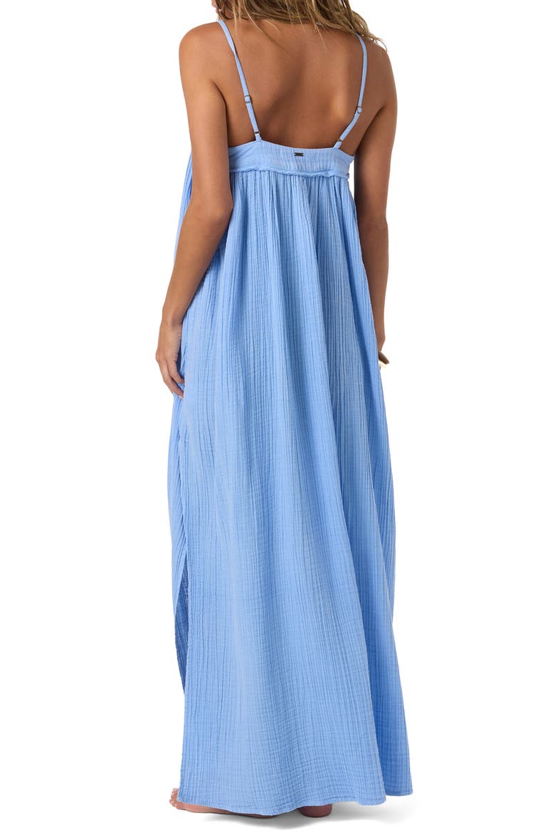 Sai Saltwater Solids Cover-Up Cotton Maxi Dress, Alternate, color, BLUE GLASS