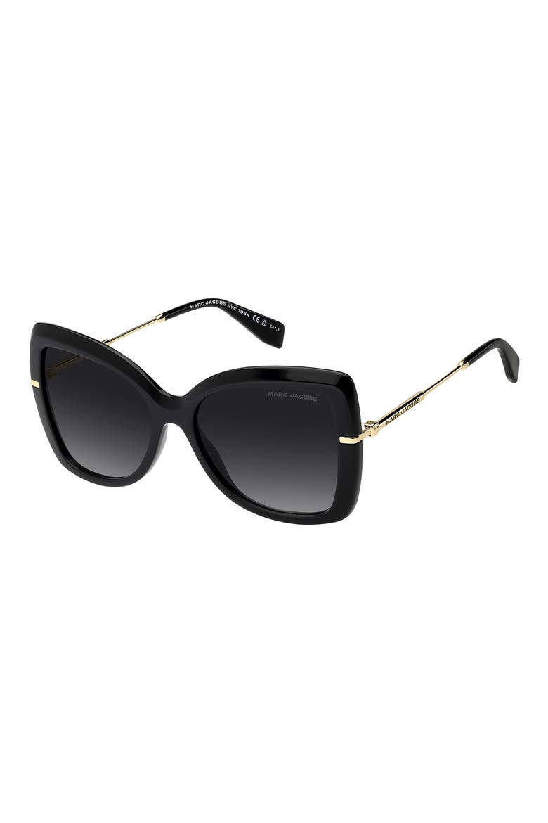 56mm Gradient Butterfly Sunglasses, Alternate, color, BLACK/ DARK GREY