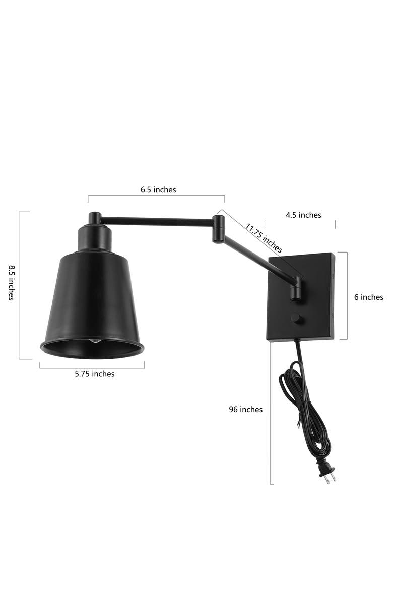 JONATHAN Y Cary Iron Contemporary Swing Arm LED Wall Sconce, Alternate, color, Oil Rubbed Bronze