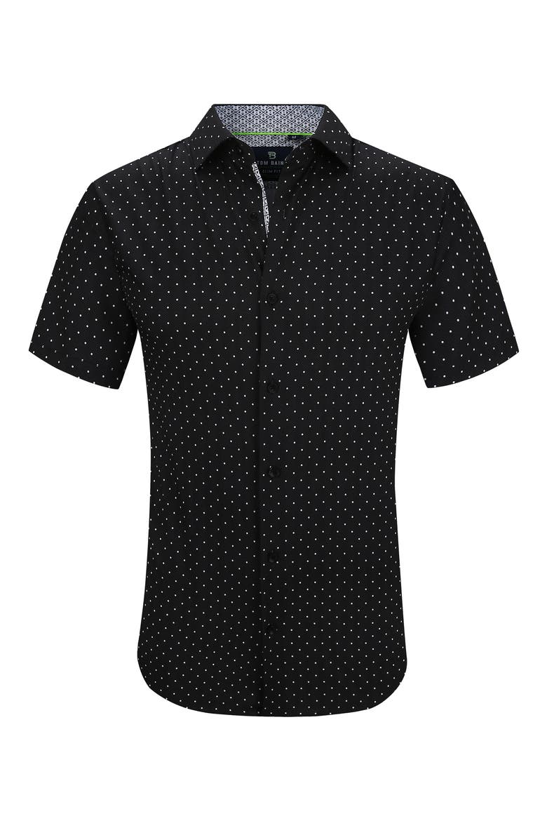 Slim Fit Performance Short Sleeve Button-Up Shirt, Alternate, color, BLACK