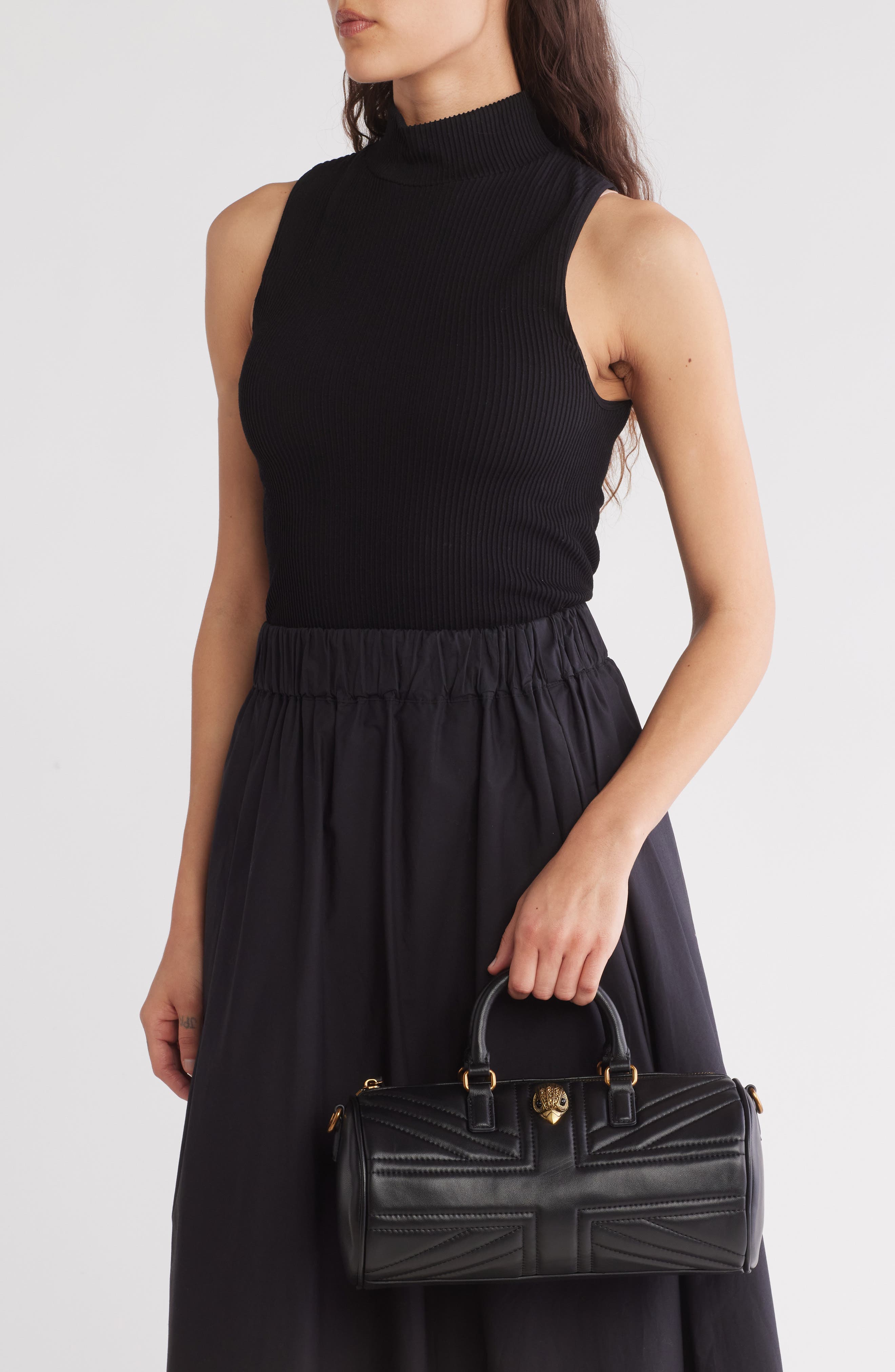 Kurt Geiger London Kensington Leather UJ Barrel Bag, Alternate, color, Black