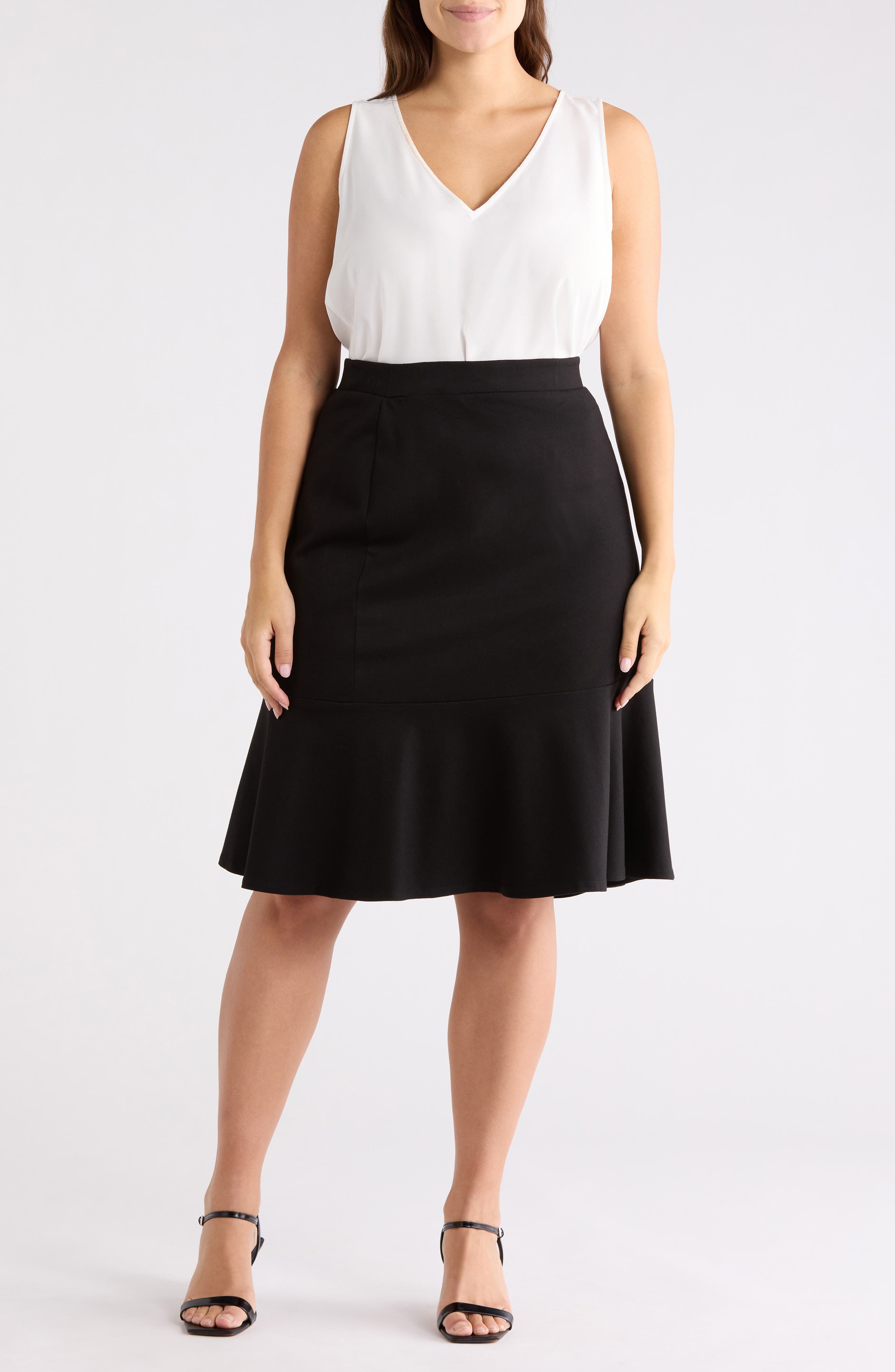KASPER Flounce Hem Pull-On Skirt