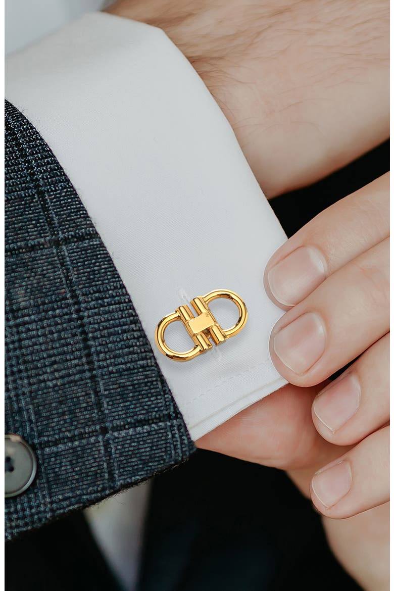 Horsebit Cuff Links & Tie Bar Gift Set, Alternate, color, GOLD