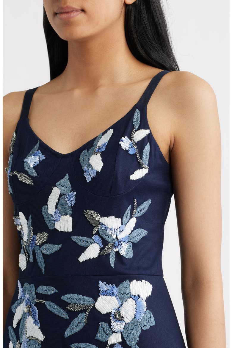 Embroidered Beaded Sequin Sleeveless Gown, Alternate, color, NAVY