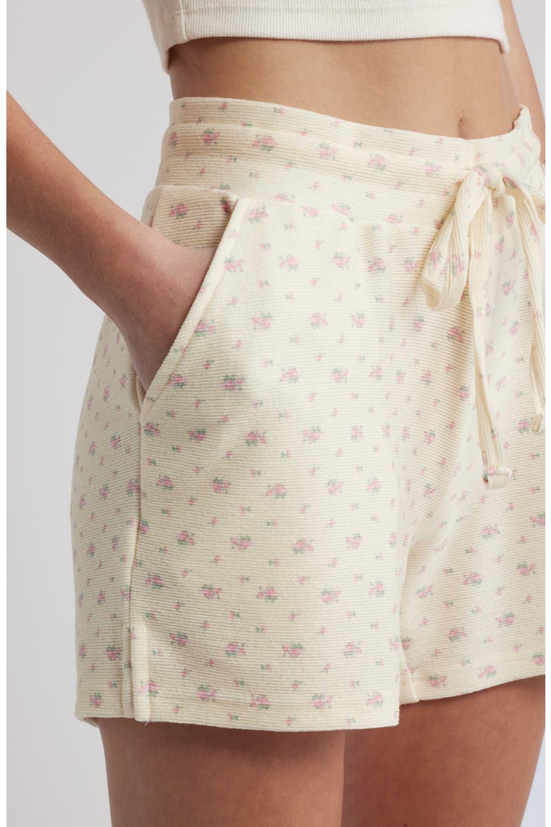 Flower Cloud Lounge Shorts, Alternate, color, CREAM