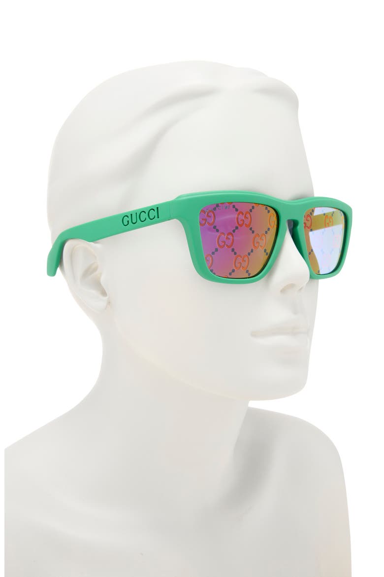 55mm Square Sunglasses, Alternate, color, GREEN GREEN BLUE
