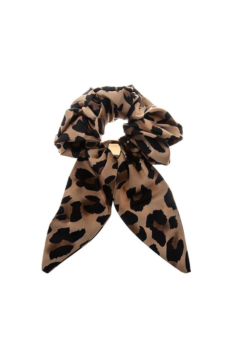 BY ADINA EDEN Cheetah Bow Tie Hair Scrunchie, Main, color, Leopard