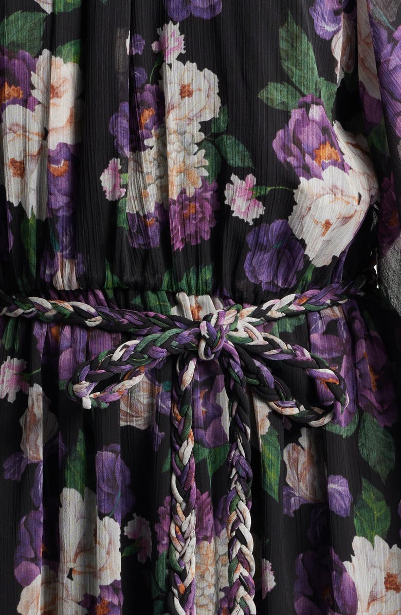 En Saison Jasmine Floral Tie Waist Maxi Dress, Alternate, color, Black Purple Maue