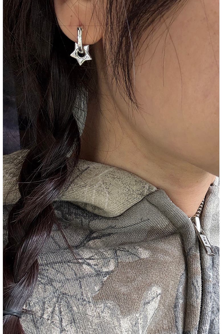 Lil Star Hoop Earrings, Alternate, color, Silver