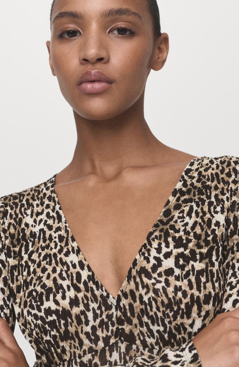 MANGO Print Long Sleeve Maxi Dress, Alternate, color, Black Cheetah