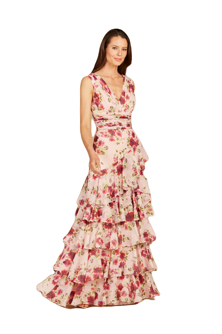 Ruffle Skirt Print Dress, Main, color, Pink