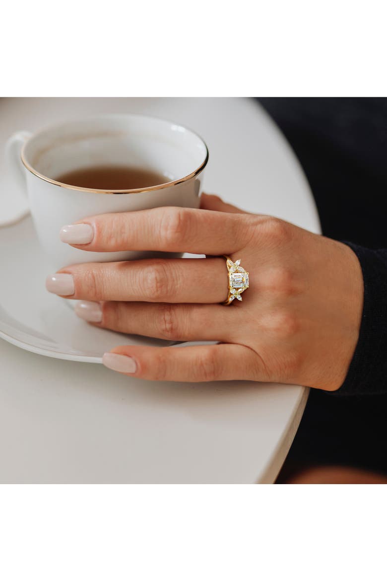Lab-Grown Diamond Emerald Cluster Ring 14k, Alternate, color, Yellow Gold