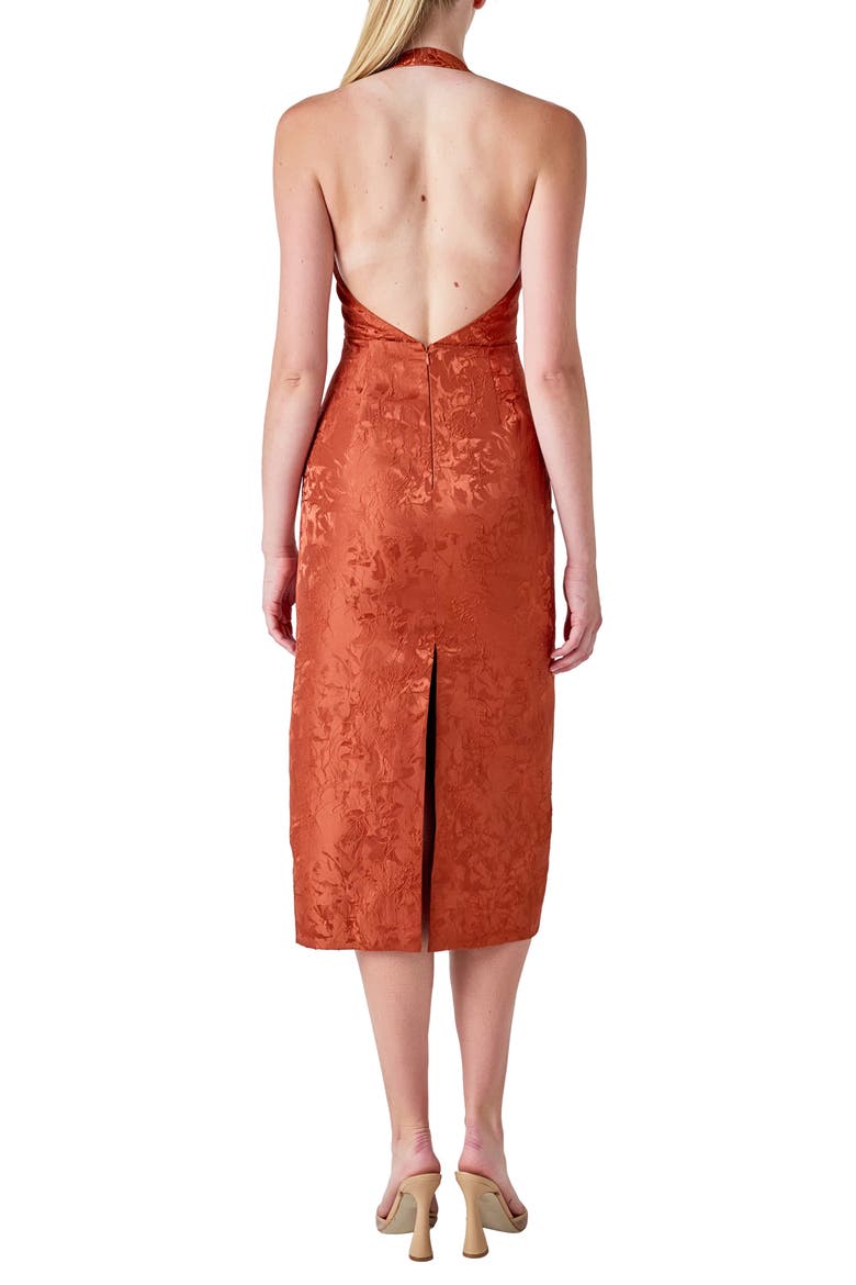 Floral Jacquard Halter Neck Dress, Alternate, color, MOUSSE