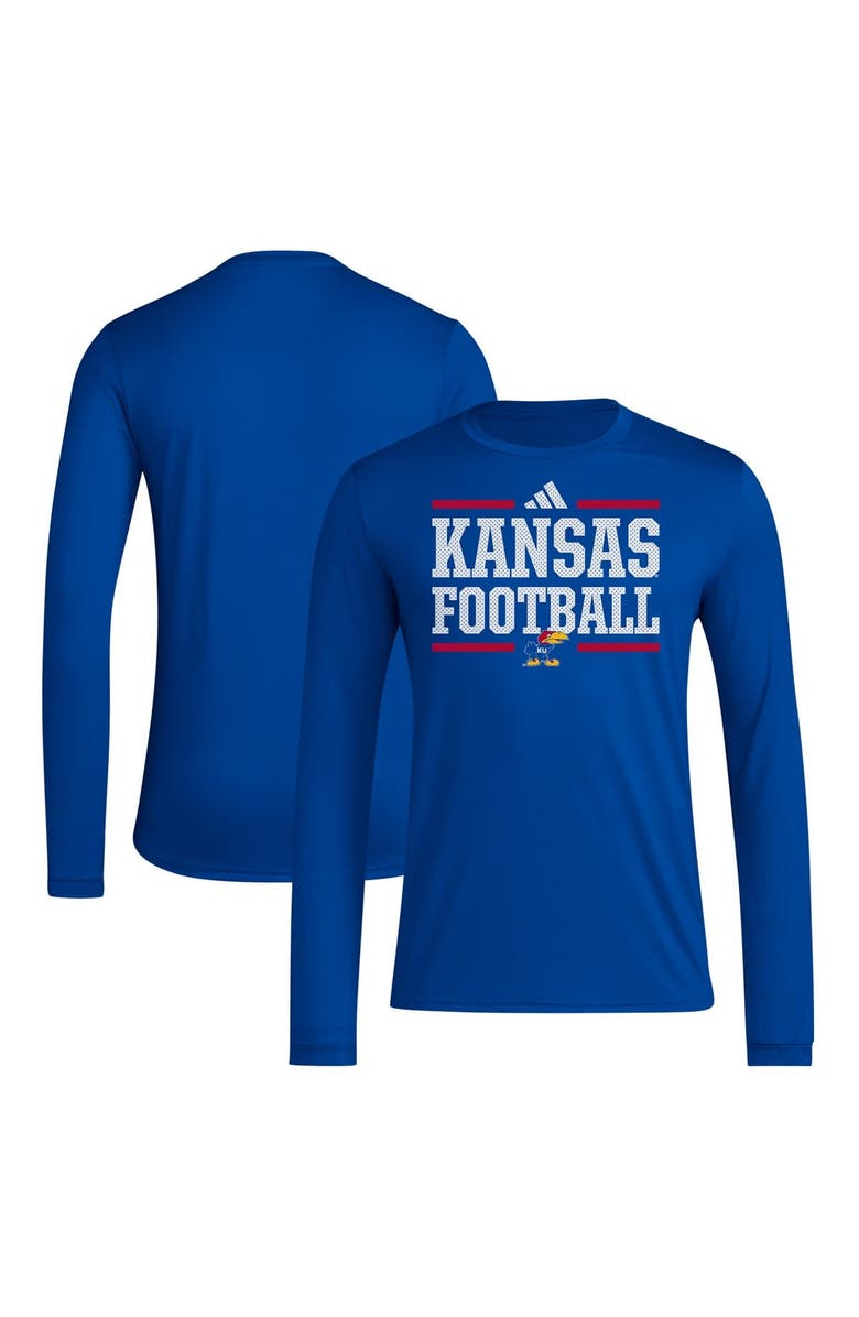 adidas Men's adidas Royal Kansas Jayhawks Locker Football Pre-Game AEROREADY Long Sleeve T-Shirt, Main, color, Royal
