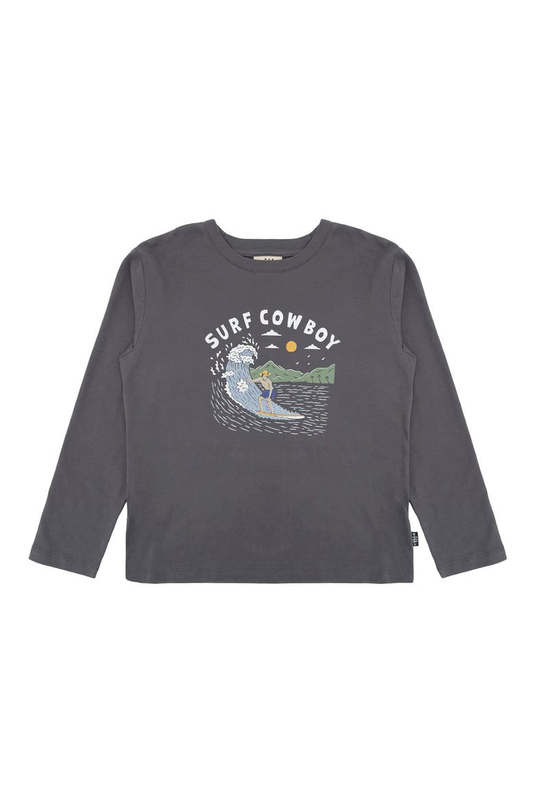 Kids' Surf Cowboy Long Sleeve Cotton Graphic T-Shirt, Main, color, ASH GREY