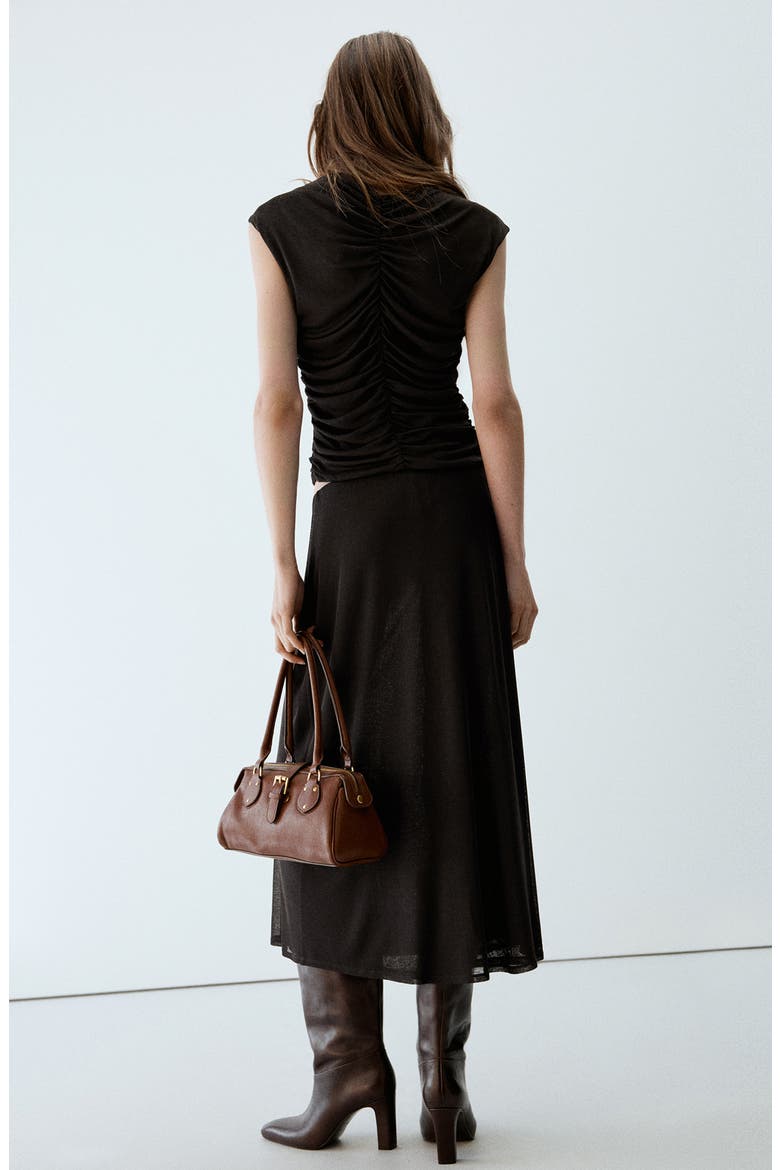 Flared Midi Skirt, Alternate, color, CHOCOLATE
