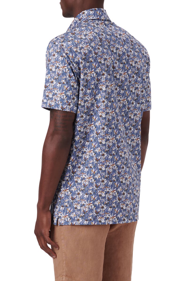 Bugatchi Milo OoohCotton<sup>®</sup> Short Sleeve Button-Up Shirt, Alternate, color, Air Blue
