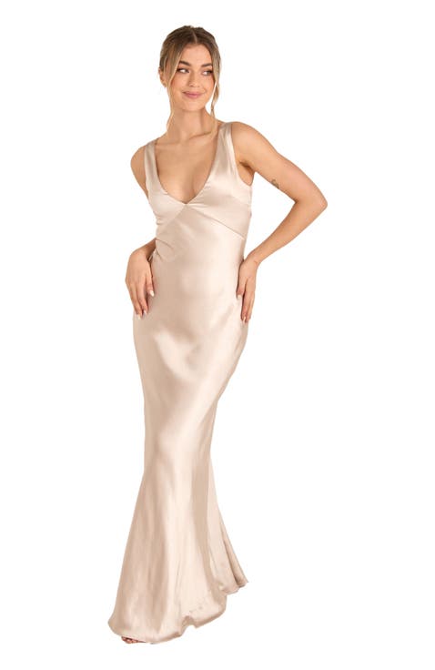 Twist Back Satin Bridesmaid Dress