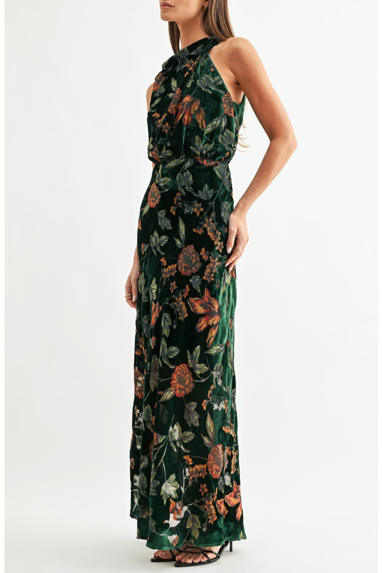 Athena Floral Burnout Maxi Dress, Alternate, color, DARK GREEN MULTI
