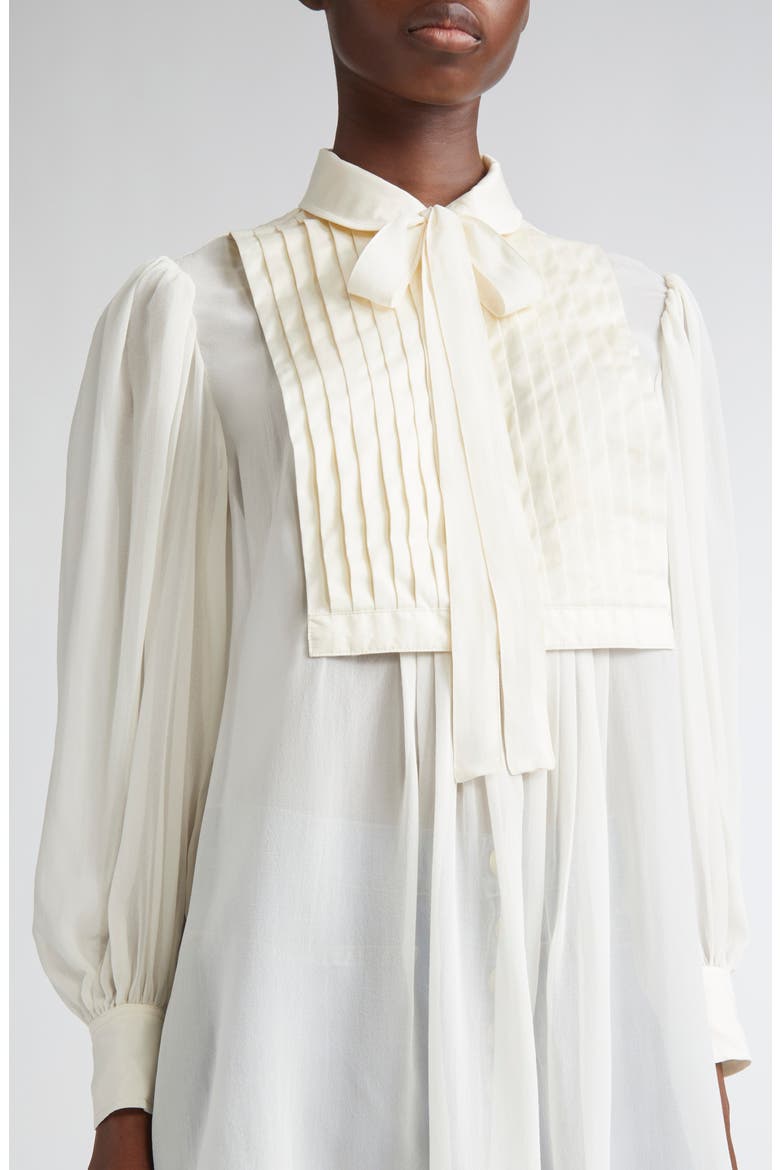 Adelaide Bib Pleat Silk Tunic Top, Alternate, color, PEARL