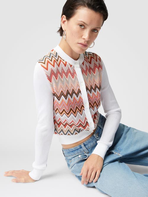 Missoni Zigzag Pattern Cardigan With Round Neckline In Multicoloured