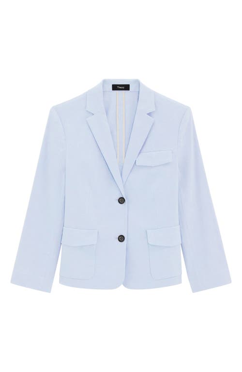 Theory Shrunken Crunch Linen Jacket In Pearl Blue