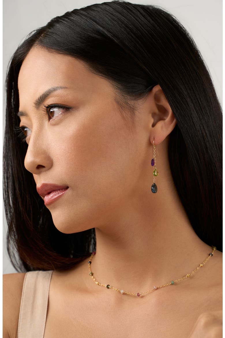 Kara Semiprecious Stone Drop Earrings, Alternate, color, GOLD