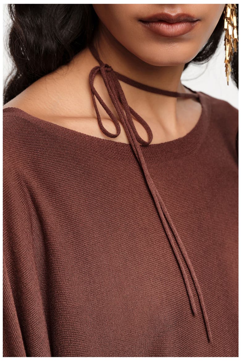 Boat Neckline Crossover Ties Sweater, Alternate, color, BROWN