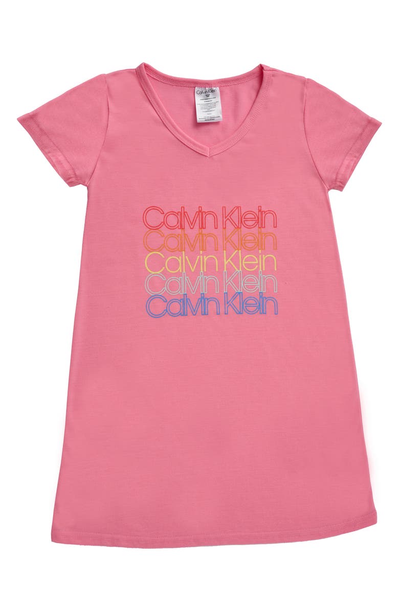 Calvin Klein Kids' Logo Print Nightgown, Main, color, Sachet Pink