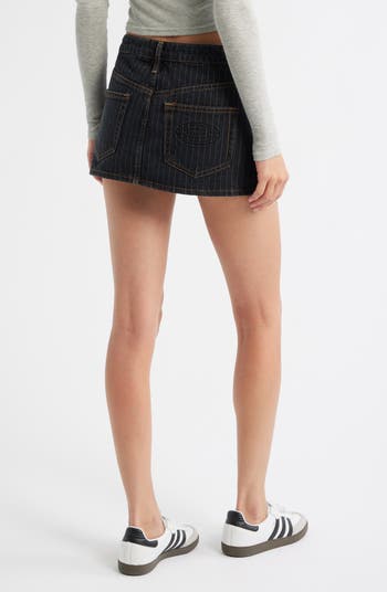 Striped Denim Ultra Miniskirt