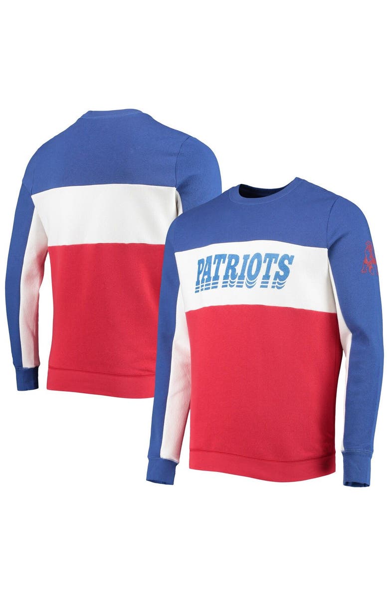Junk Food Men's Junk Food Royal/Red New England Patriots Color Block Pullover Sweatshirt, Main, color,