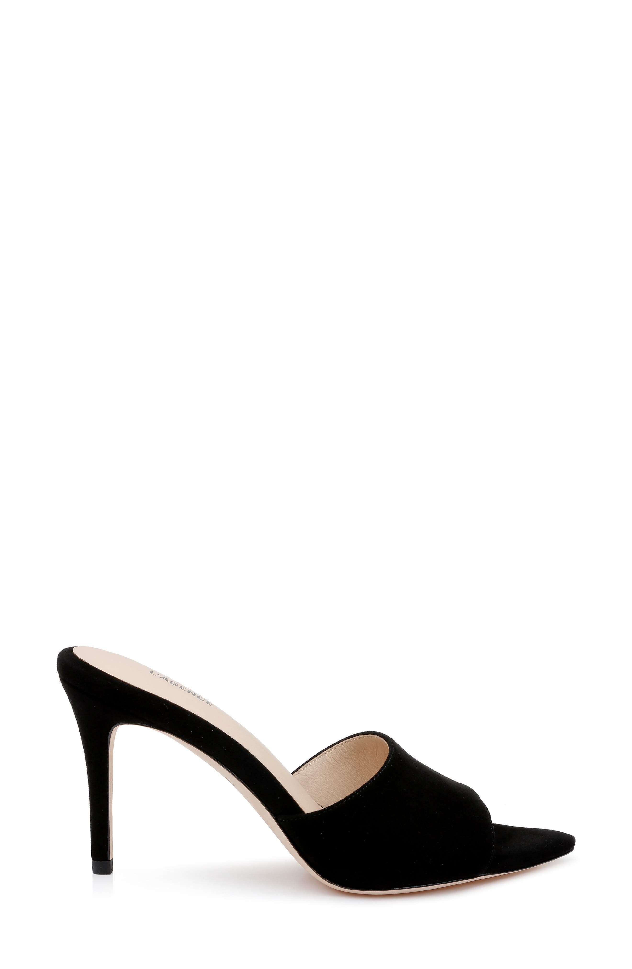 L'AGENCE Lolita Pointed Toe Sandal, Alternate, color, Blacksuede