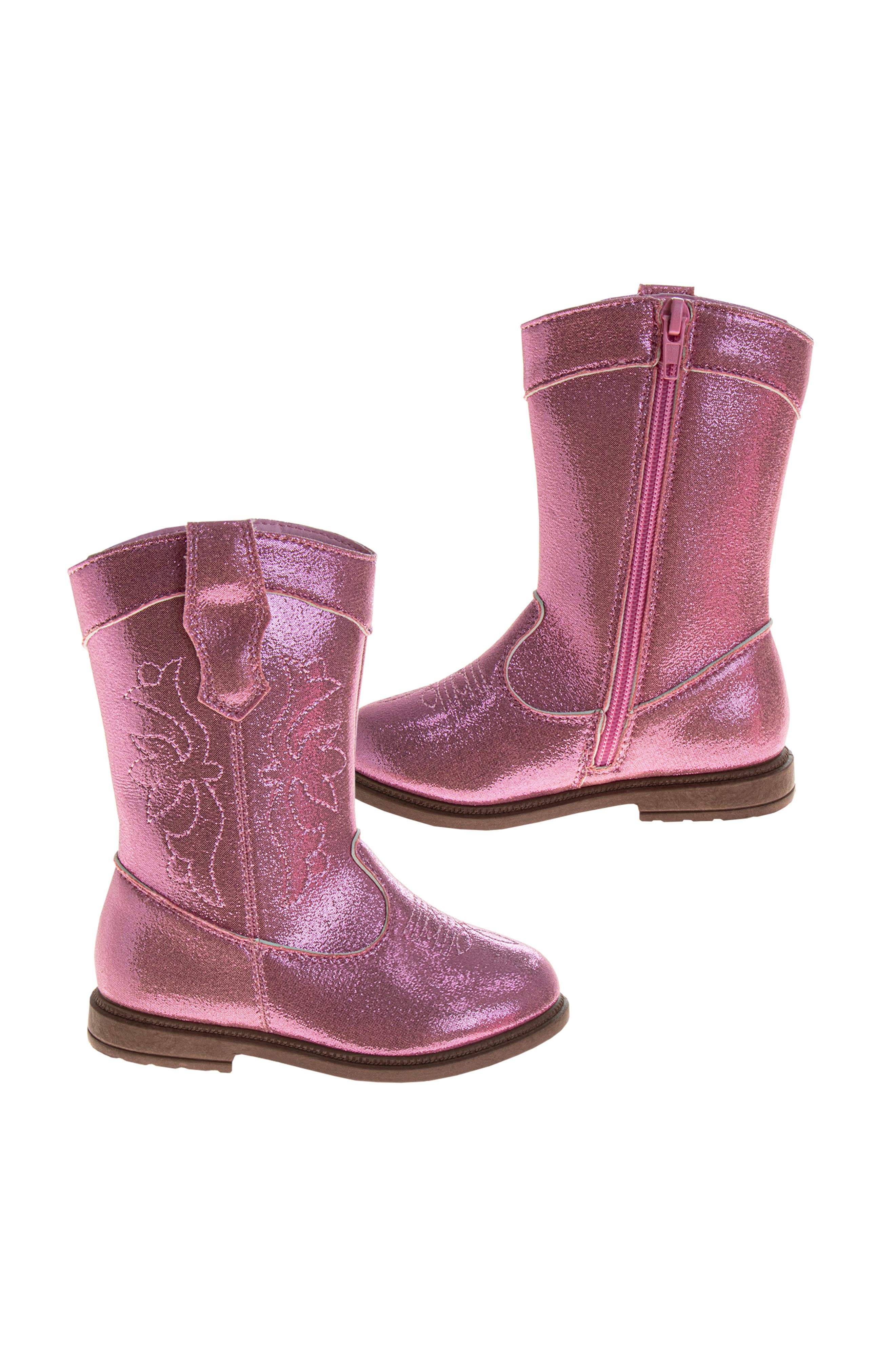 Laura Ashley Kids' Cowgirl Boot, Alternate, color, Pink Metallic