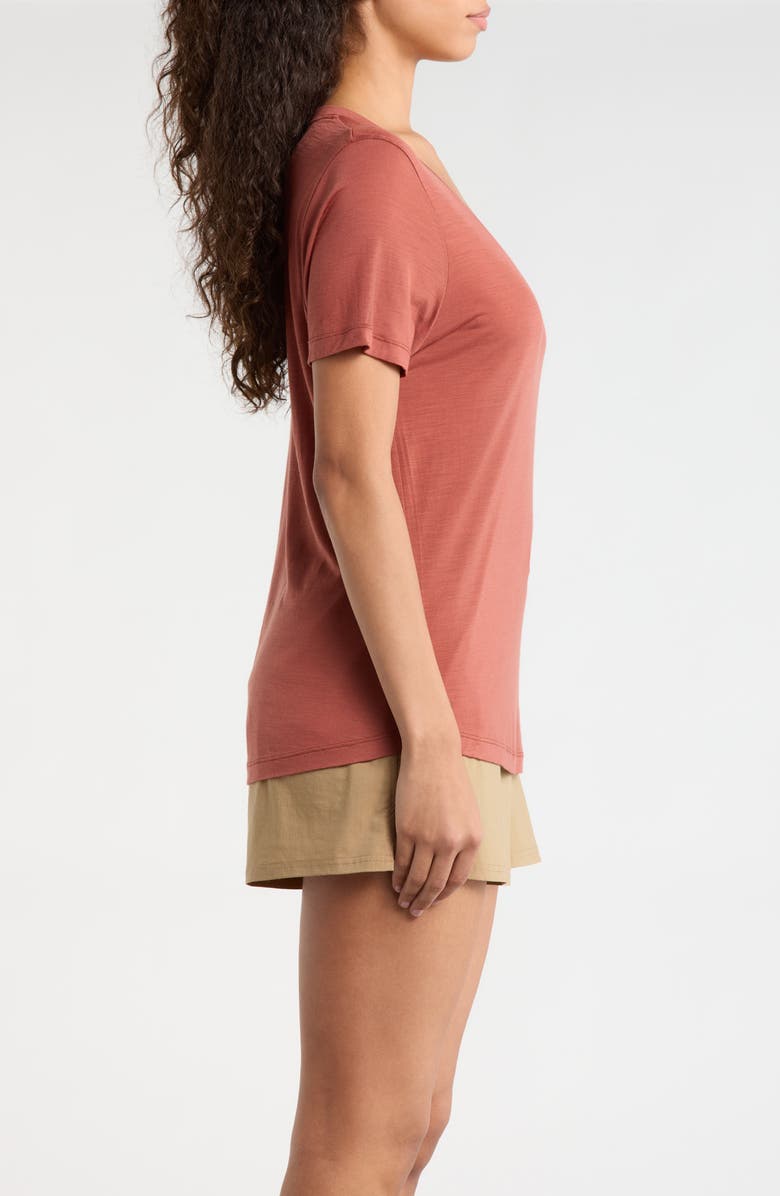 Smartwool Ultralite V-Neck Short Sleeve Merino Wool Blend T-Shirt, Alternate, color, Burnt Sienna