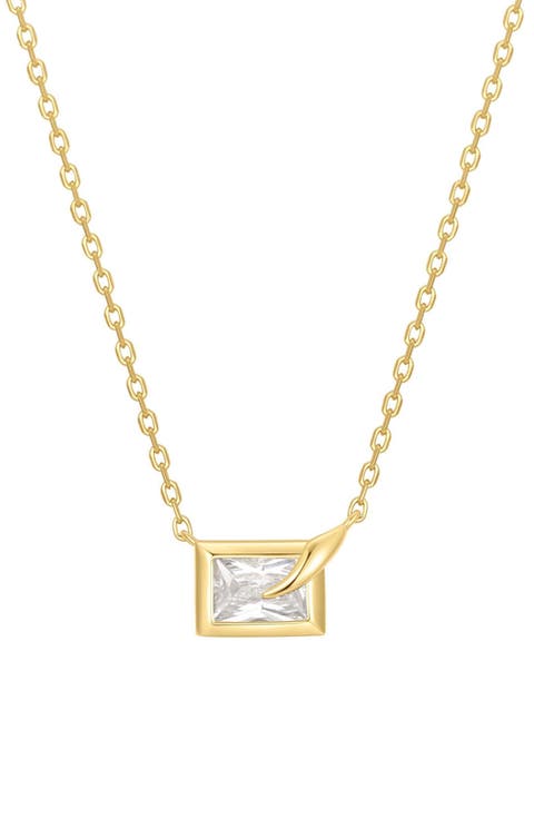 Bezel Cubic Zirconia Pendant Necklace