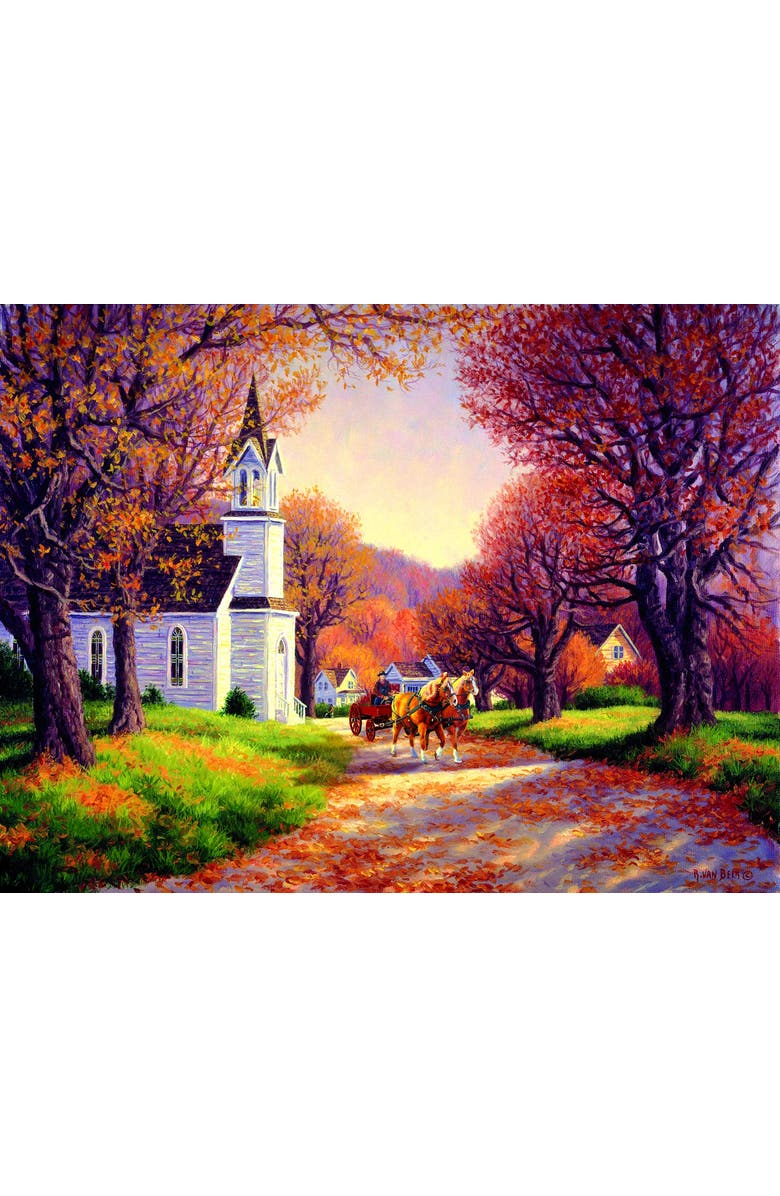 Sunsout Road by the Church 500 piece Jigsaw Puzzle for Adults, Alternate, color, Multicolor