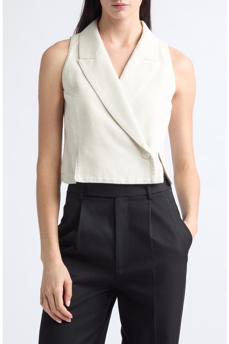 Peak Lapel Metallic Vest, Main, color, IVORY