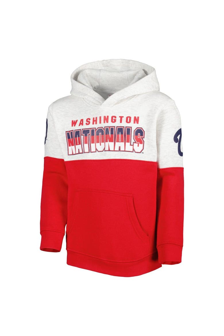 Youth Heather Gray/Red Washington Nationals Playmaker Pullover Hoodie, Alternate, color, Red