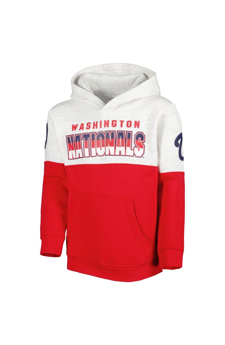 Outerstuff Youth Heather Gray/Red Washington Nationals Playmaker Pullover Hoodie, Alternate, color,