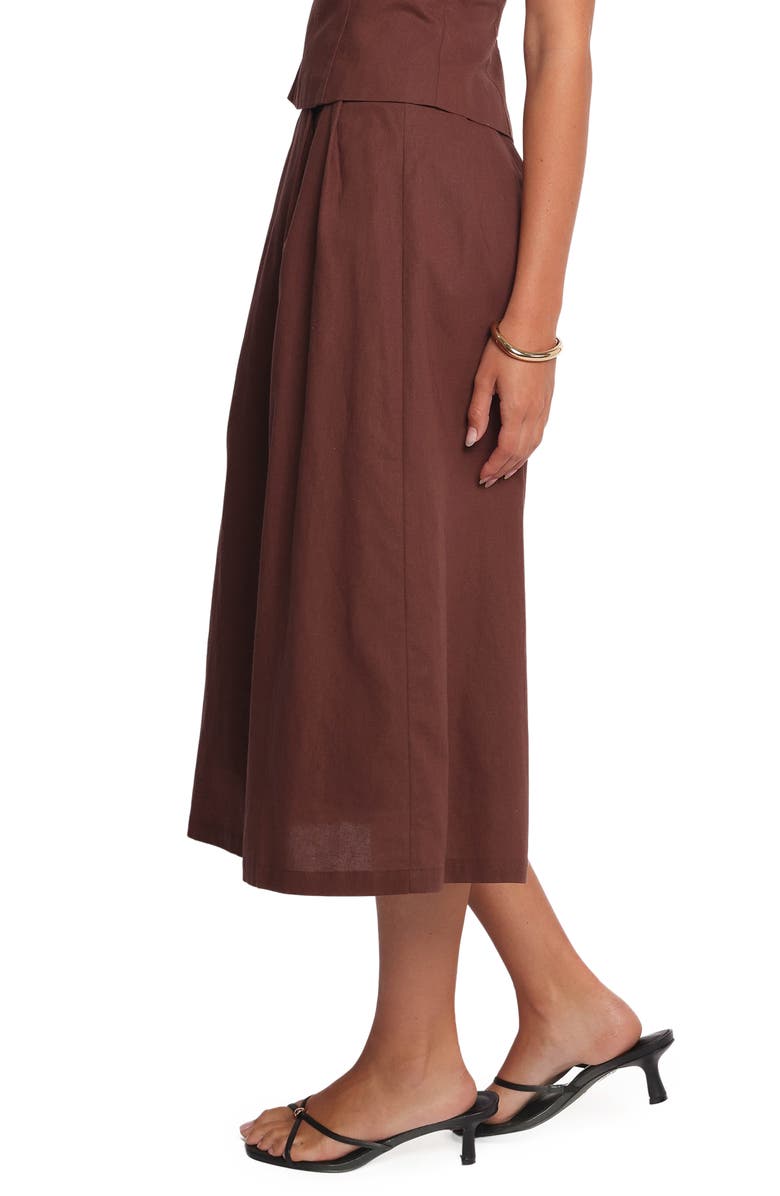 Petal & Pup Chiaro Cotton Blend Midi Skirt, Alternate, color, Brown