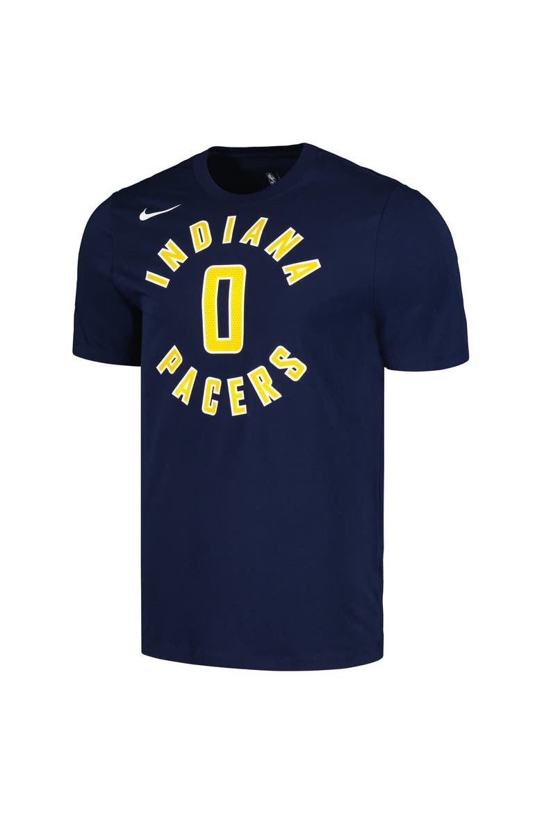 Men's Nike Tyrese Haliburton Navy Indiana Pacers Icon 2022/23 Name & Number T-Shirt, Alternate, color, Navy