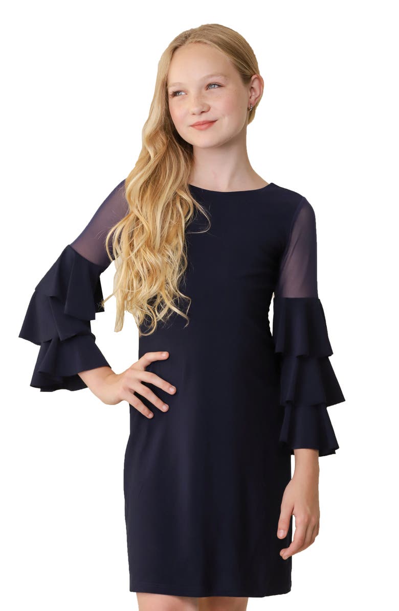 Un Deux Trois Kids' Ruffle Sleeve Dress, Main, color,