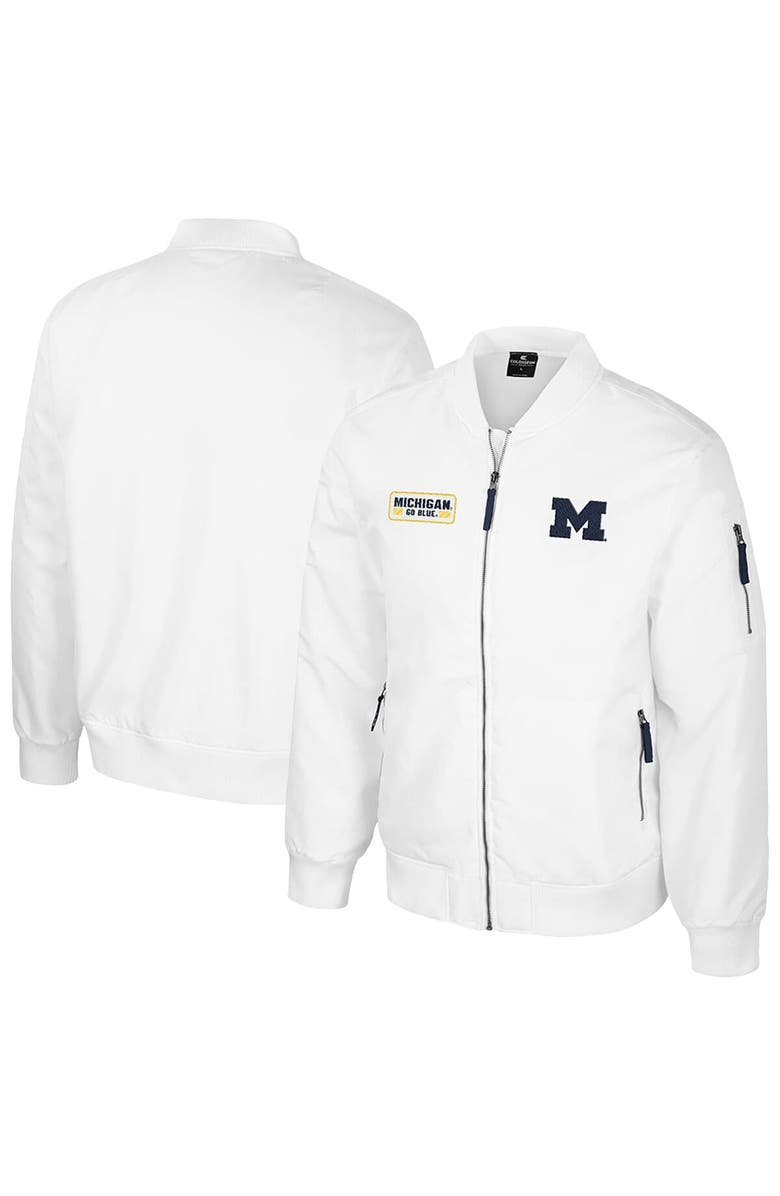 COLOSSEUM Men's Colosseum Michigan Wolverines White Rabbit Full-Zip Bomber Jacket, Main, color, 