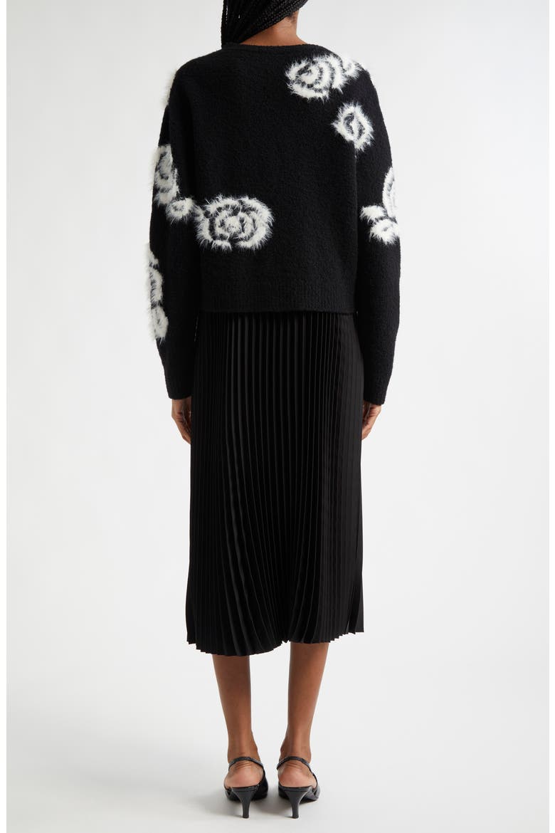 Aerin Abstract Floral Long Sleeve Sweater Dress, Alternate, color, BLACK/ IVORY