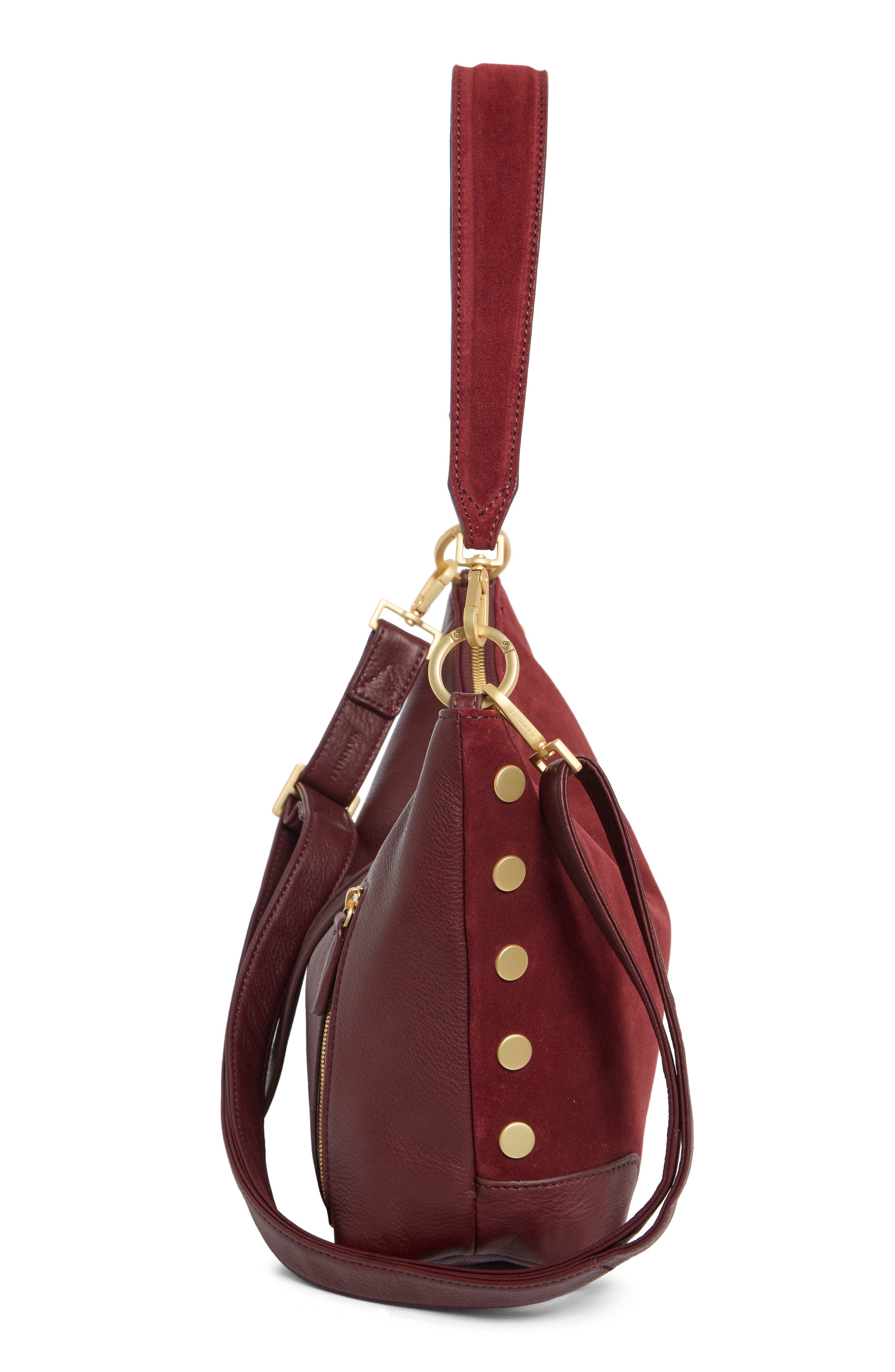 Grace Medium Suede Shoulder Bag, Alternate, color, CHERRYWOOD SUEDE/BRUSHED GOLD